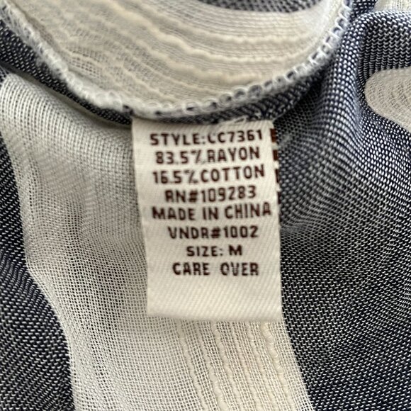 Vintage Havana Striped Mini Dress Medium Gray White Tie Front Short Sleeve - Picture 4 of 8